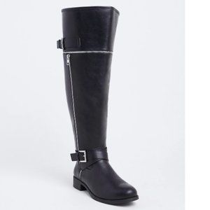 Torrid over knee black moto combat boots size 7ww